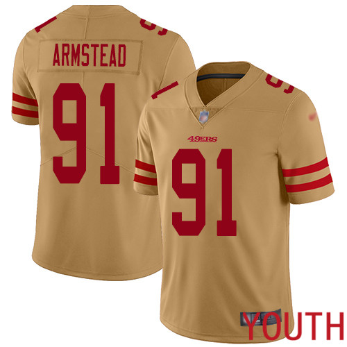 San Francisco 49ers Limited Gold Youth Arik Armstead NFL Jersey 91 Inverted Legend